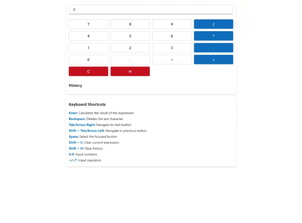 Demonstration of keyboard navigation and screen reader support